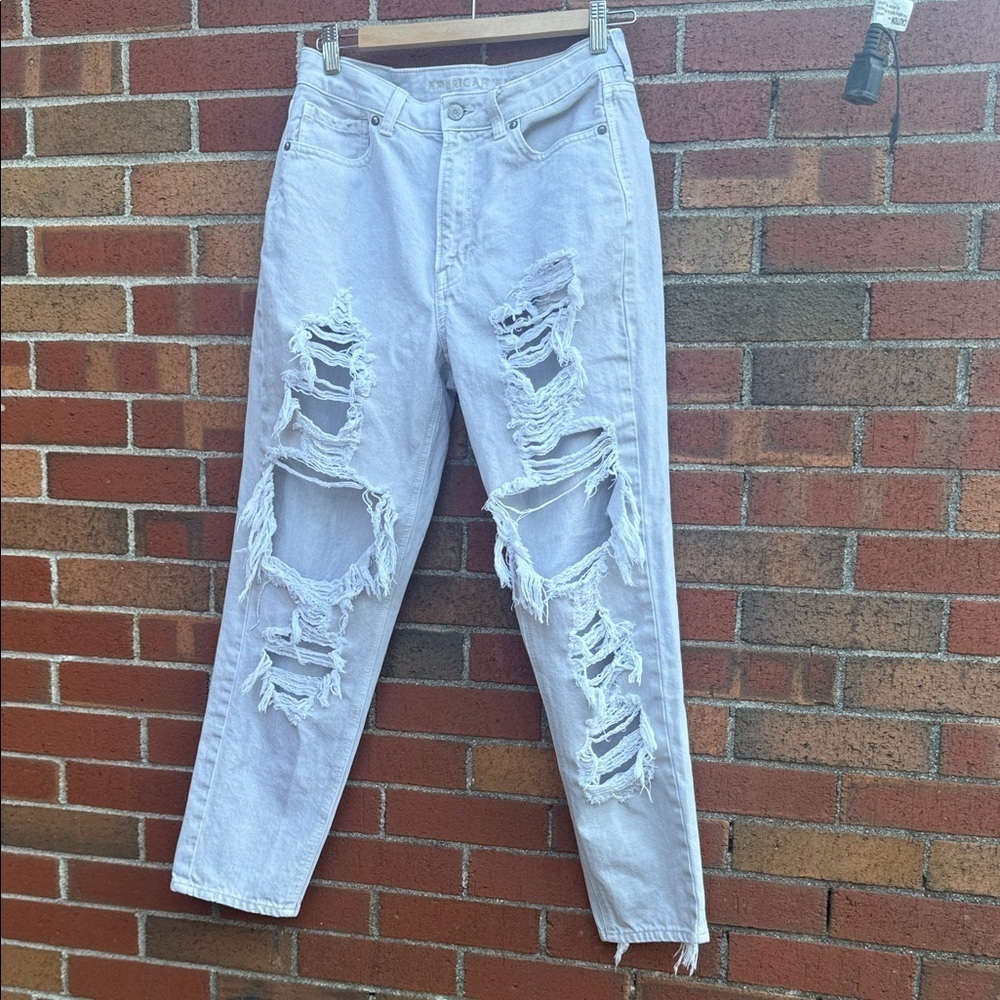 American Eagle Outfitters Ripped grey Straight Leg Jeans